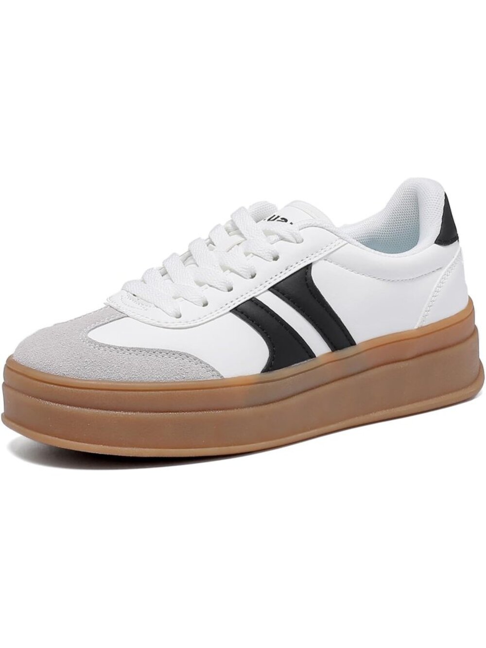 🆕Women's White Gum Sole Fashion Sneakers Thick Platform Sole Rubber Shoes